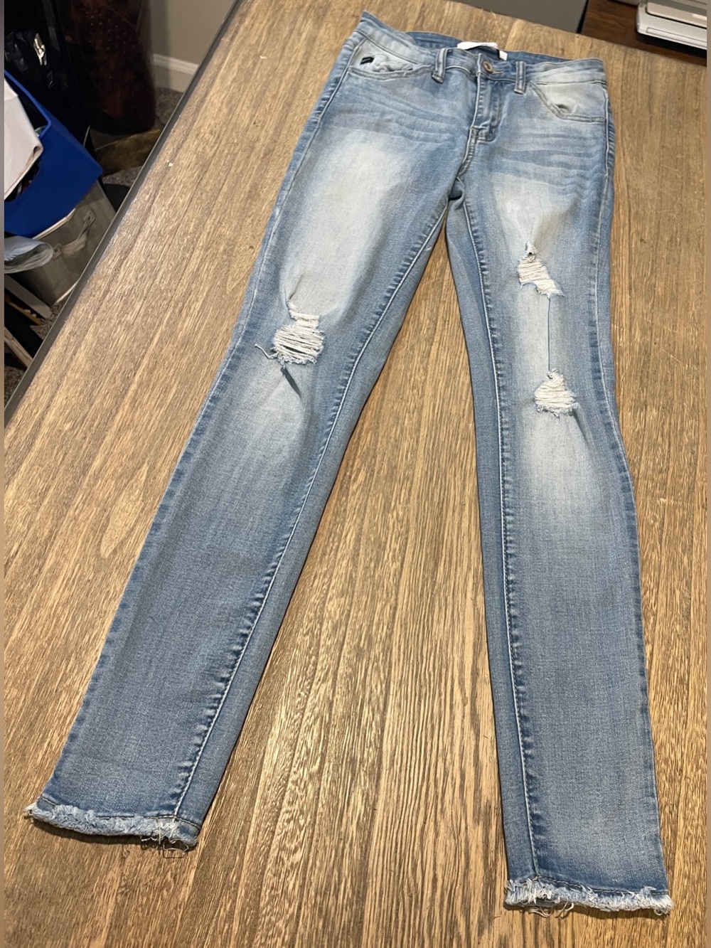 KanCan Light Blue Distressed Stretch Skinny Jeans, Size 3